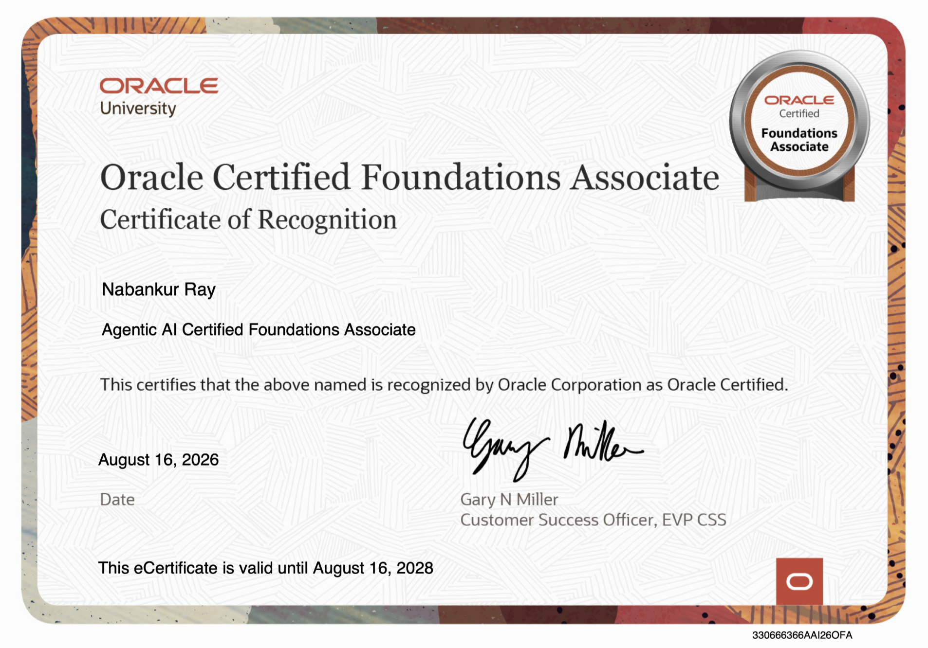 Oracle Certified Foundations Associate - Agentic AI Certificate