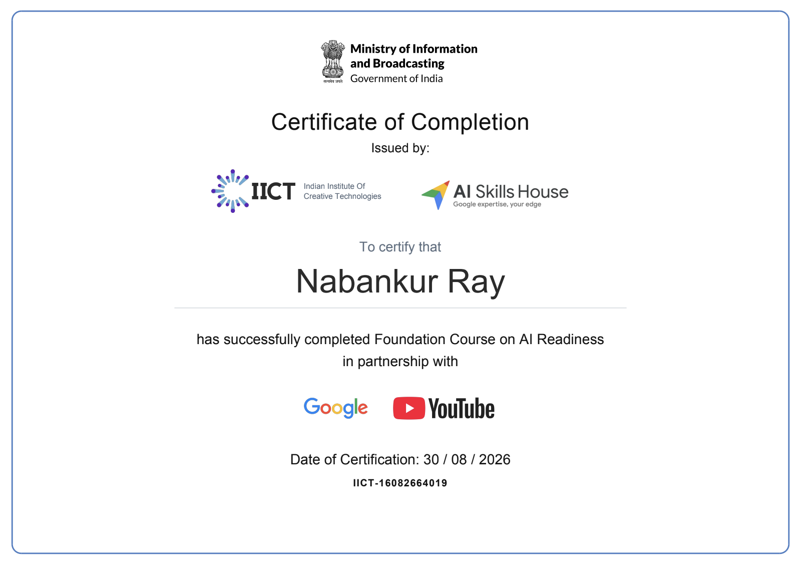 Foundation Course on AI Readiness Certificate